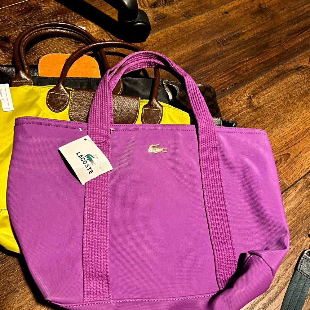 Lacoste purple tote bag